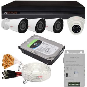 CP PLUS 2.4 MP | 4 Camera Combo Kit with 4Ch DVR | 1 Dome 3 Bullet Cameras | 1TB HDD | Power Supply | 90Mtr Cable |
